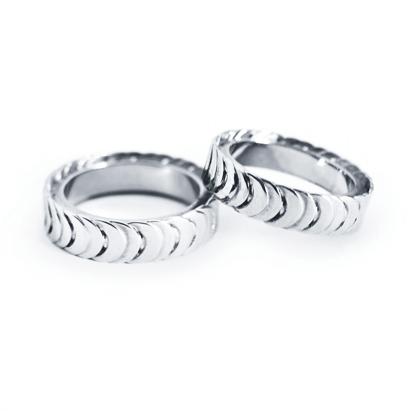 Full moon couple rings set
